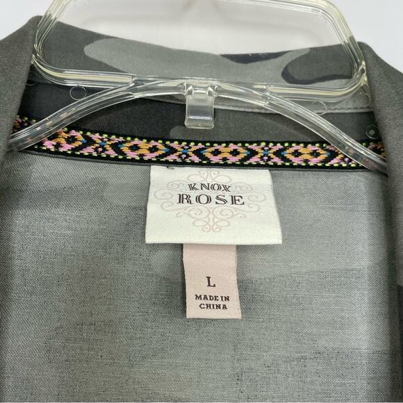 Knox Rose camo peplum button down lightweight jacket size Large - Picture 9 of 12